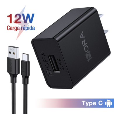 COMBO CARGADOR TIPO C 2.4A CABLE DE LONG 1M MOD. GAR142 1 HORA