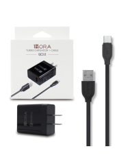 COMBO CARGADOR TIPO C + CABLE USB LONG 1M 18W MOD. GAR092B 1 HORA