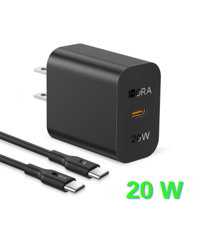 COMBO CARGADOR TIPO C A TIPO C PD 20W +CABLE L-1m MOD. GAR153 1 HORA