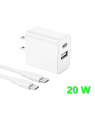 COMBO CARGADOR TIPO C A TIPO C PD 20W +CABLE L-1m MOD. GAR153 1 HORA