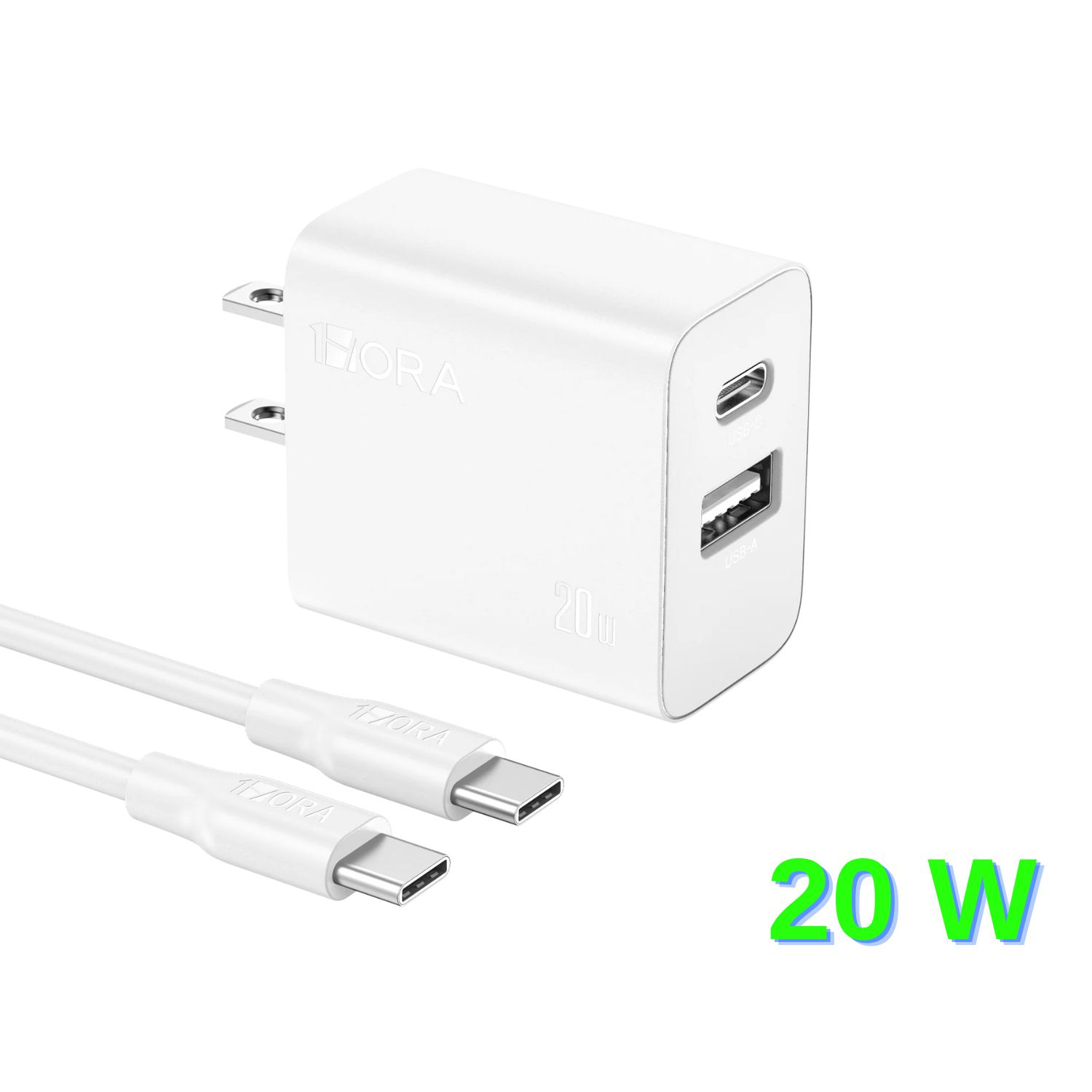 1H-COMBO CARGADOR TIPO C TIPO C PD 20W BLANCO MOD. GAR162B