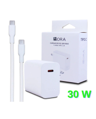 COMBO CARGADOR TIPO C TIPO C PD 20W BLANCO MOD. GAR162B 1 HORA