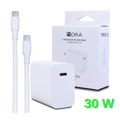 COMBO CARGADOR TIPO C TIPO C PD 30W MOD. GAR165 1 HORA