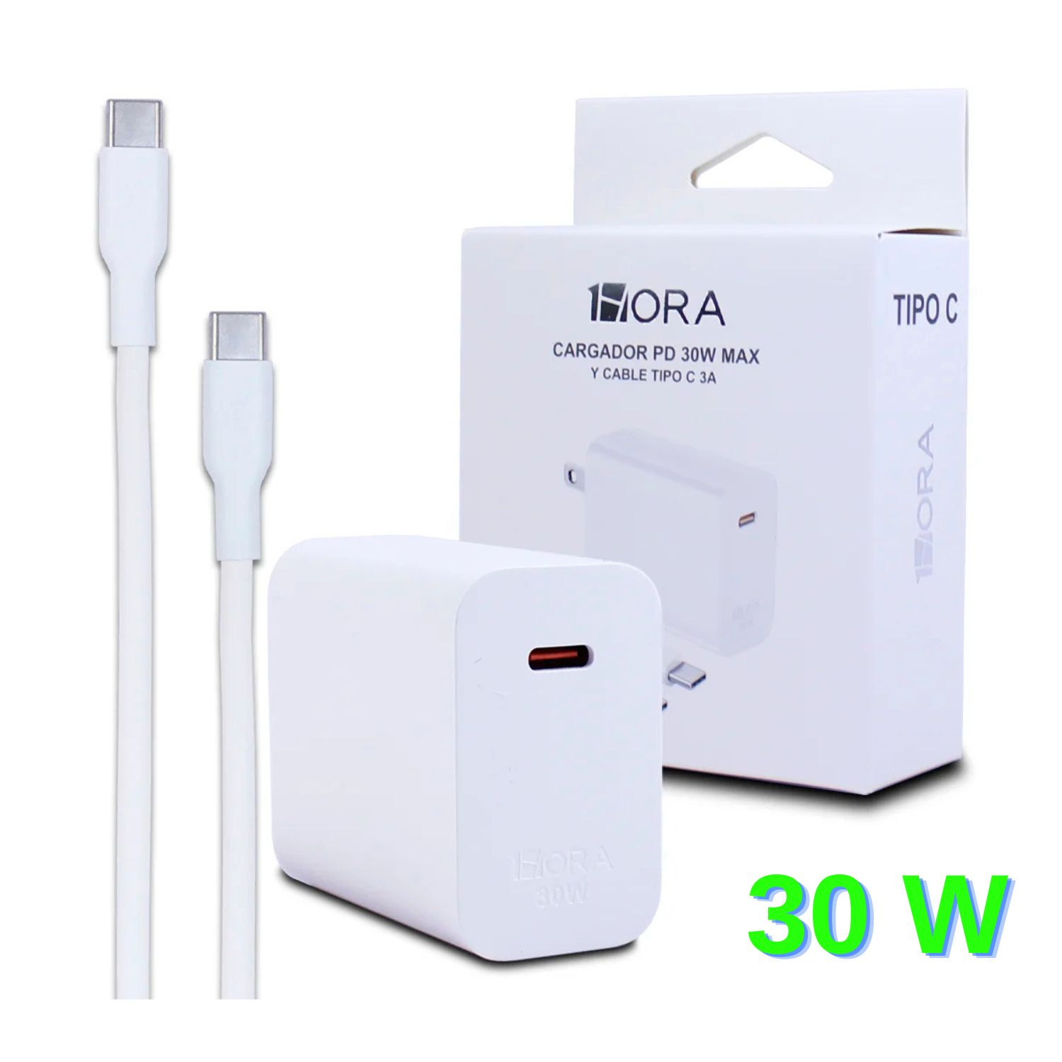 COMBO CARGADOR TIPO C TIPO C PD 30W MOD. GAR165 1 HORA