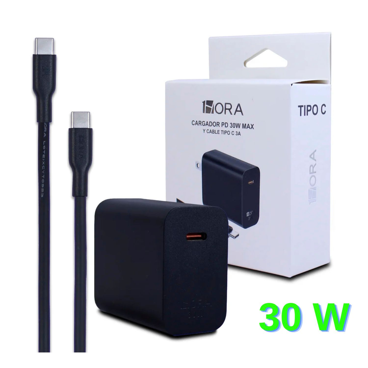 COMBO CARGADOR TIPO C TIPO C PD 30W MOD. GAR165 1 HORA