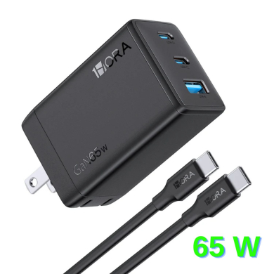 1H-COMBO CARGADOR TIPO C TIPO C CABLE L-2m PD 65W NEGRO MOD. GAR322N