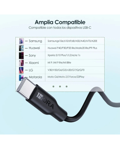 CABLE USB TIPO C 2.1A L-1m MOD. CAB237 1 HORA