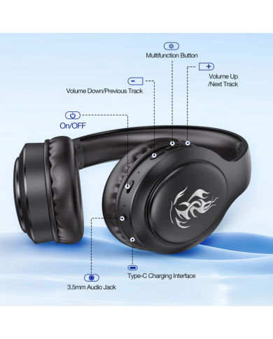 AUDIFONO BLUETOOTH GAMER NEGRO MOD. AUT202N 1 HORA