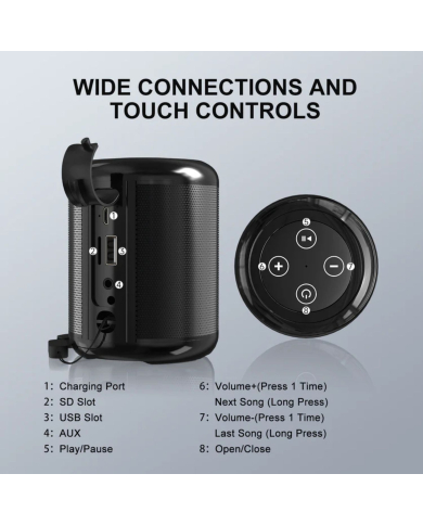 PARLANTE BLUETOOTH PORTATIL NEGRO BOC062N 1 HORA