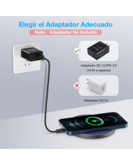 CARGADOR INALAMBRICO 15W NEGRO MOD. GAR151N 1 HORA