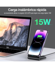 CARGADOR INHALAMBRICO 15W NEGRO MOD. GAR157N 1 HORA