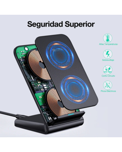 CARGADOR INHALAMBRICO 15W NEGRO MOD. GAR157N 1 HORA