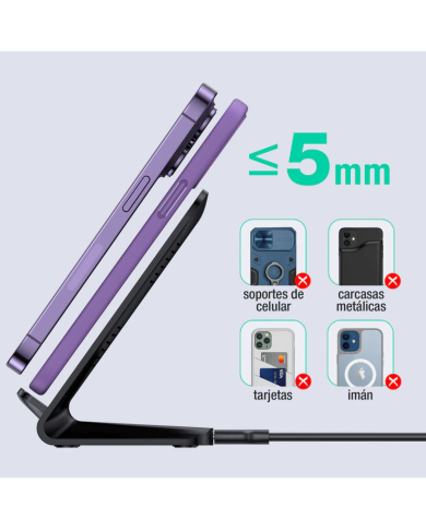 CARGADOR INHALAMBRICO 15W NEGRO MOD. GAR157N 1 HORA