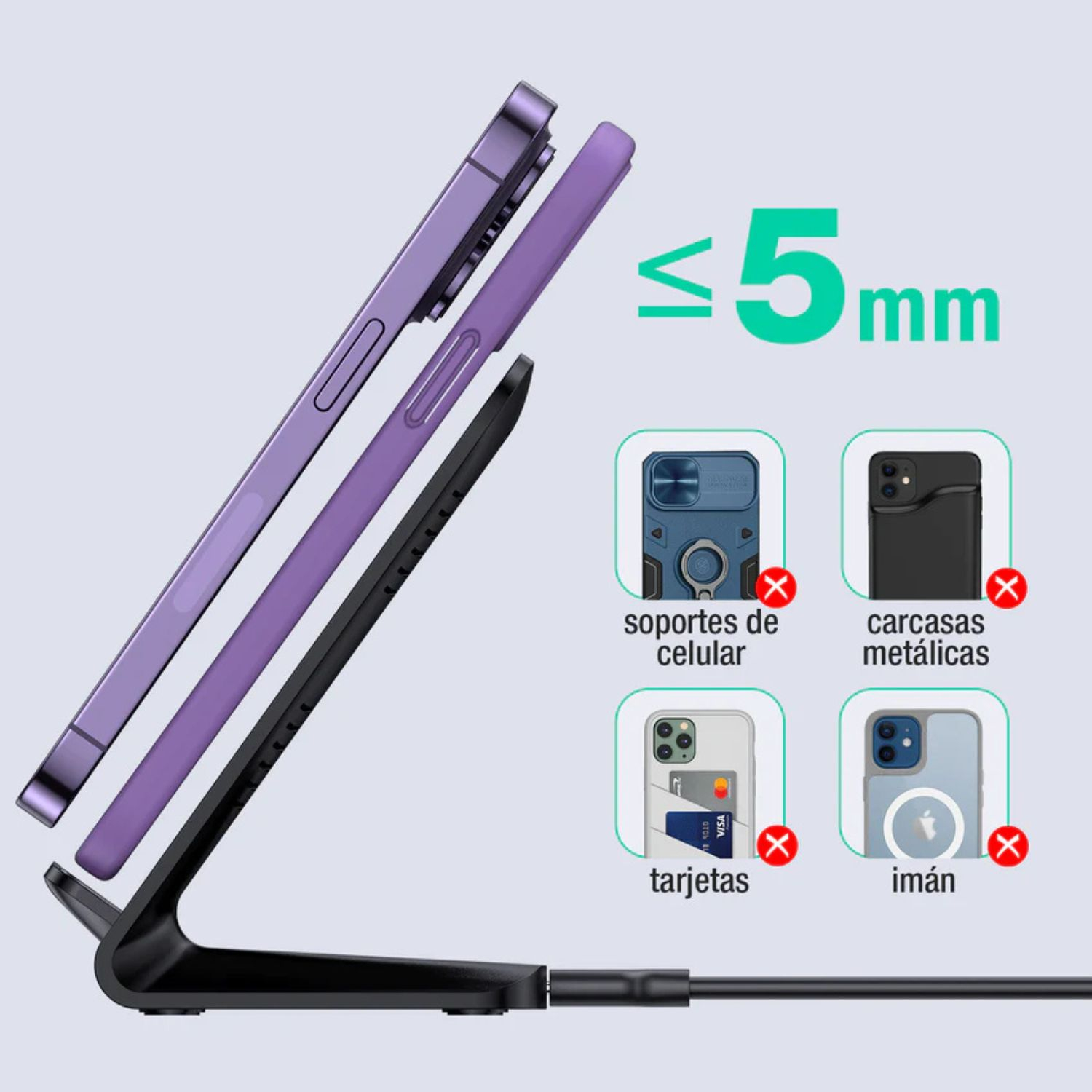 1H-CARGADOR INHALAMBRICO 15W NEGRO MOD. GAR157N