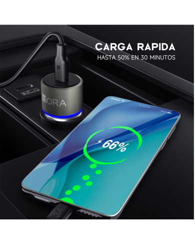 1H-COMBO CARGADOR PARA AUTO TIPO C PD 20W CABLE LONG 1M GRIS MOD. GAR156