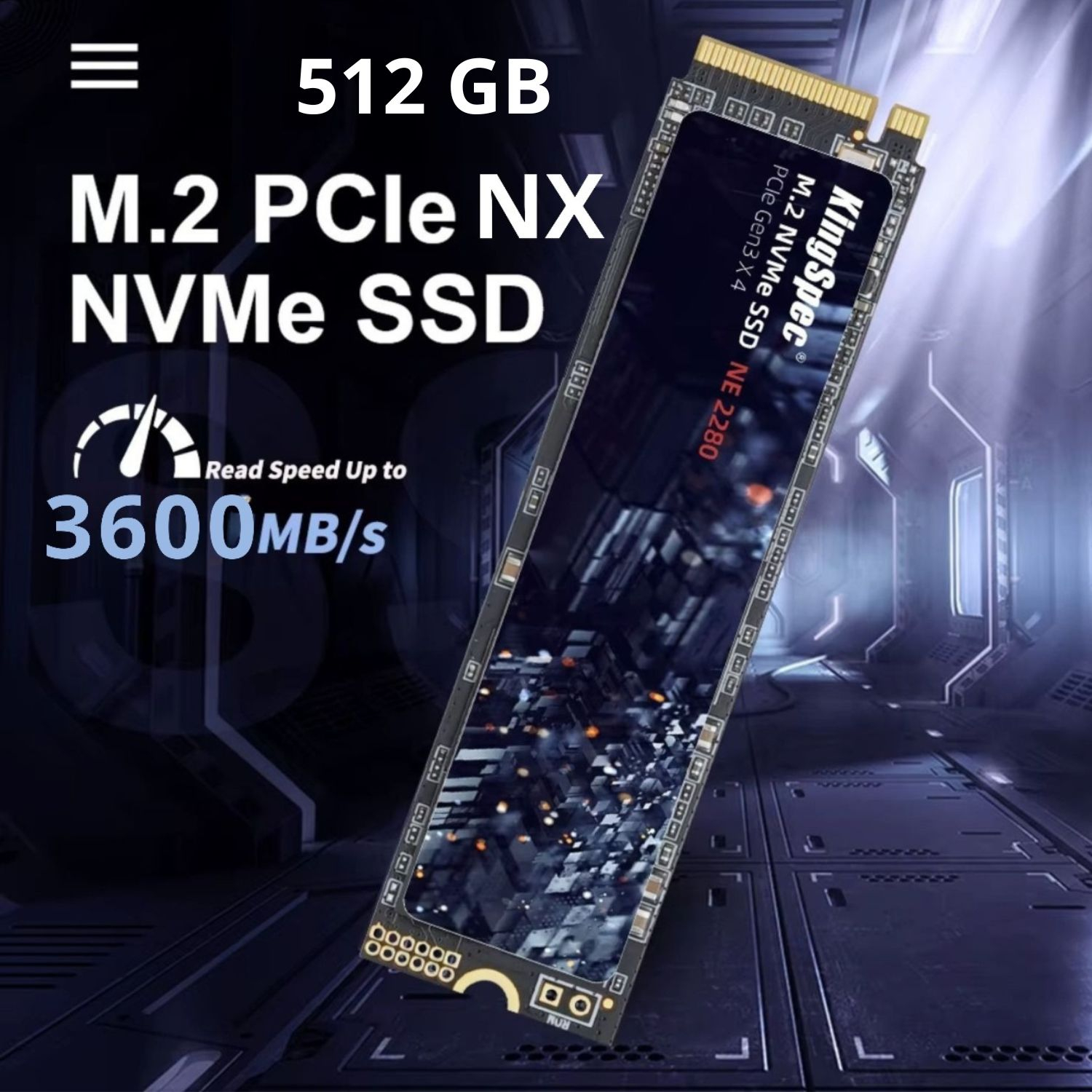 KS-DISCO SOLIDO SSD KINGSPEC NVME 2280 NX-512GB LECTURA 3600 MB/s ESCRITURA 3000MB/s