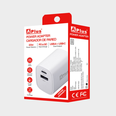 AP-CARGADOR DE PARED 20W USB TIPO C + TIPO A