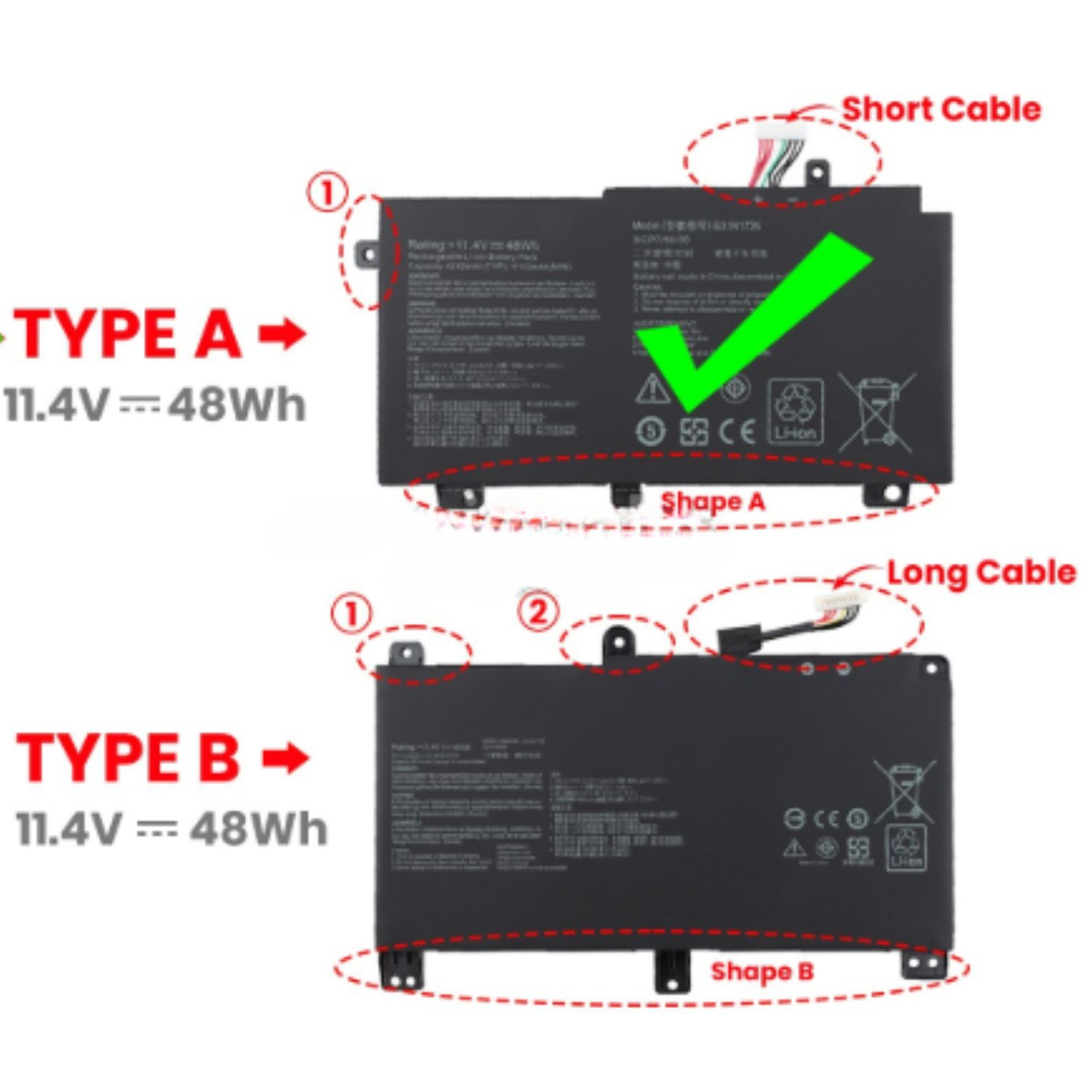 VC-BATERIA PARA ASUS B31N1726 11.4V 48Wh TIPO A