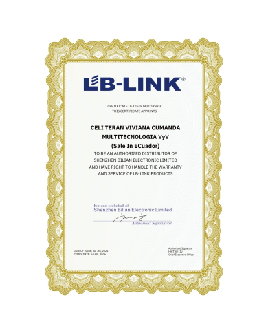 CERTIFICADO DISTRIBUIDOR LB LINK