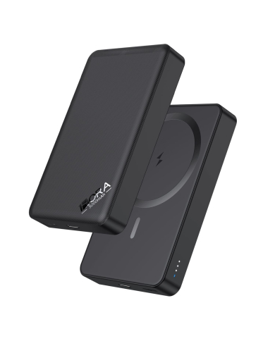 1H-BANCO DE CARGA 5000 mAh CARGA INALAMBRICA MAGNETICA NEGRO GAR276N