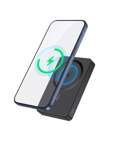 1H-BANCO DE CARGA 5000 mAh CARGA INALAMBRICA MAGNETICA NEGRO GAR276N
