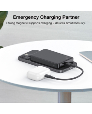 1H-BANCO DE CARGA 5000 mAh CARGA INALAMBRICA MAGNETICA NEGRO GAR276N