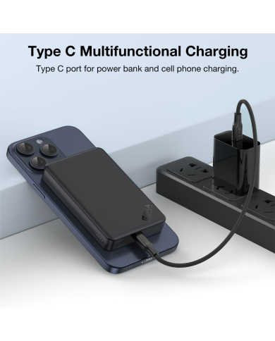 BANCO DE CARGA 5000 mAh CARGA INALAMBRICA MAGNETICA NEGRO GAR276N 1 HORA