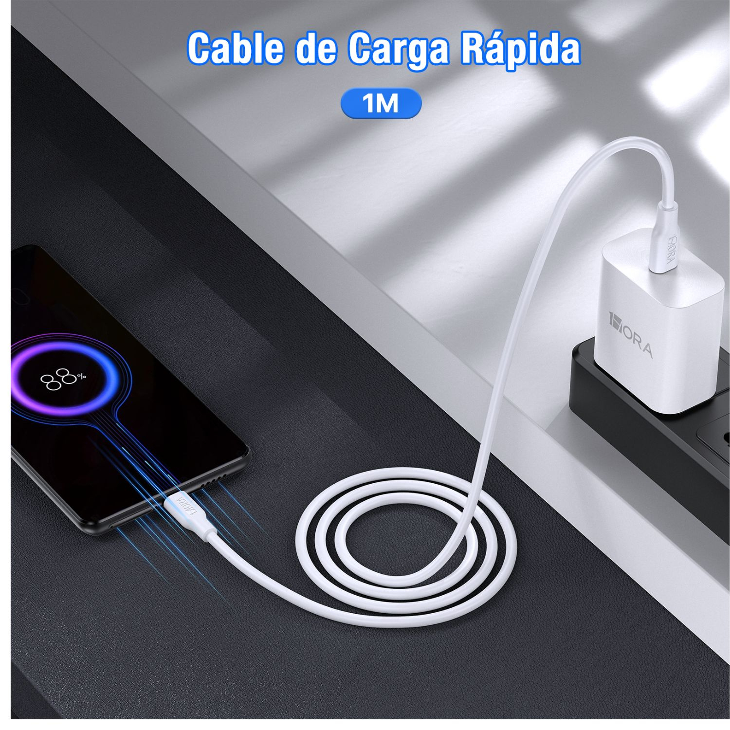 1H-CABLE USB TIPO C MACHO MACHO 3A LONG 1M MOD. CAB252