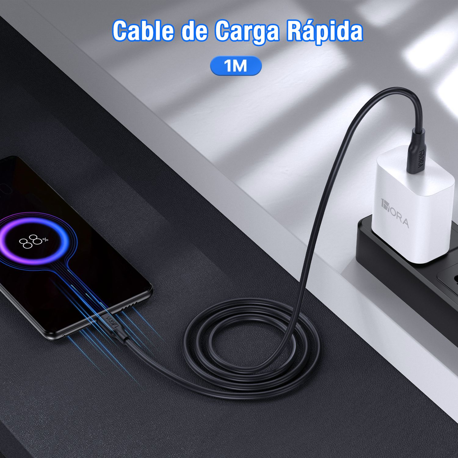 1H-CABLE USB TIPO C MACHO MACHO 3A LONG 1M MOD. CAB252