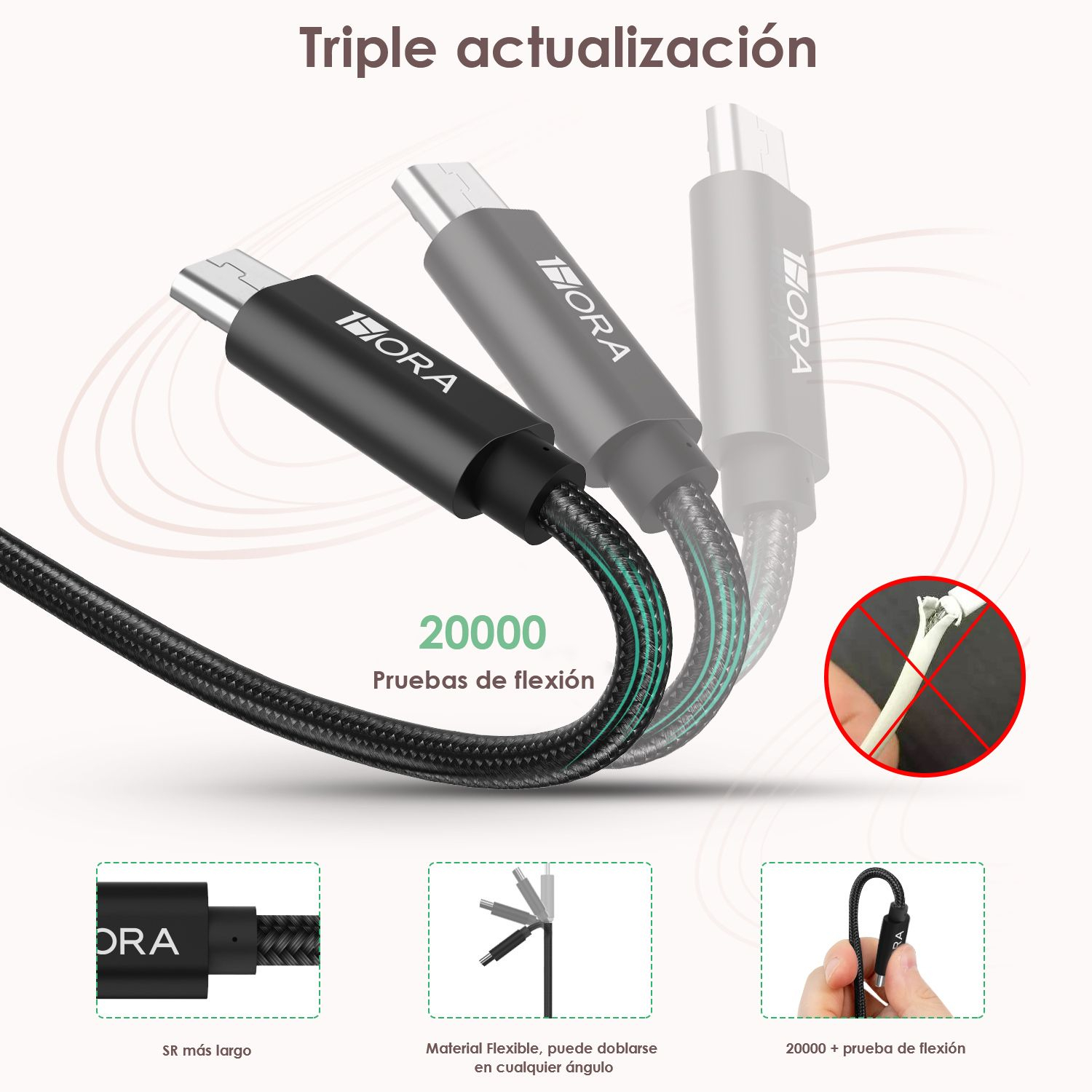 1H-CABLE USB V8 2.4A LONG 1M MOD. CAB248