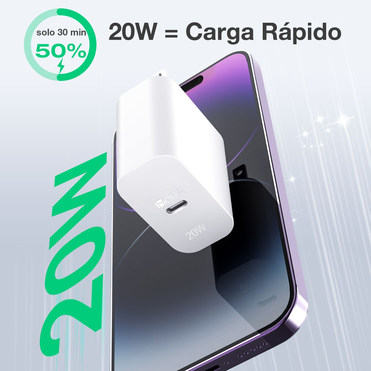 CUBO DE CARGA PARA CABLE TIPO C PD 20W GAR152 1 HORA