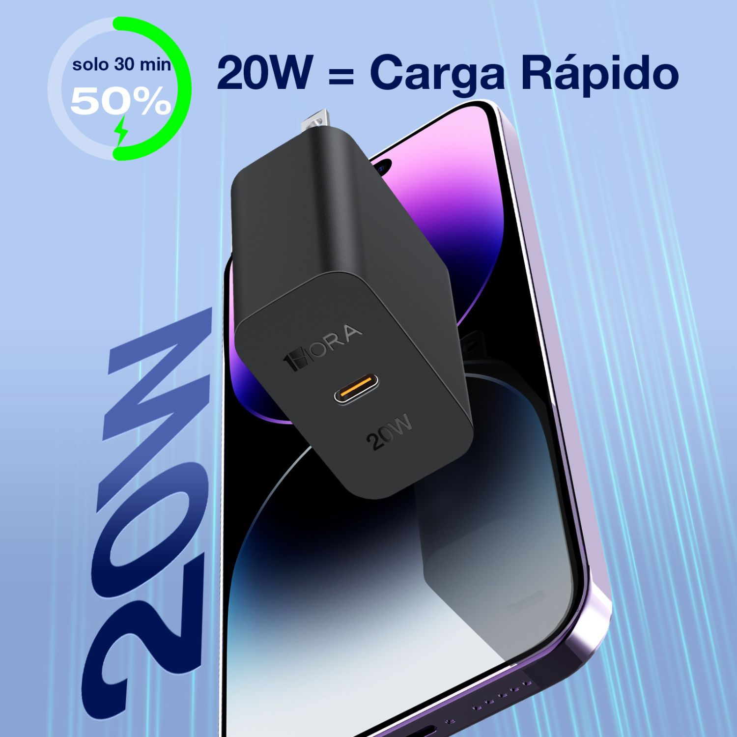 CUBO DE CARGA PARA CABLE TIPO C PD 20W GAR152 1 HORA