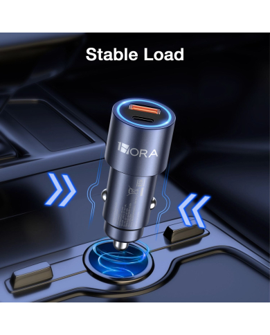 COMBO CARGADOR VEHICULAR  TIPO C PD20W +QC 18W GRIS MOD. GAR241G 1 HORA