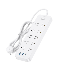 REGLETA DE 10 ENCHUFES 15A + 2 PUERTOS USB BLANCO 1 HORA