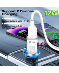 CARGADOR VEHICULAR 2.4A BLANCO MOD. GAR128B 1 HORA