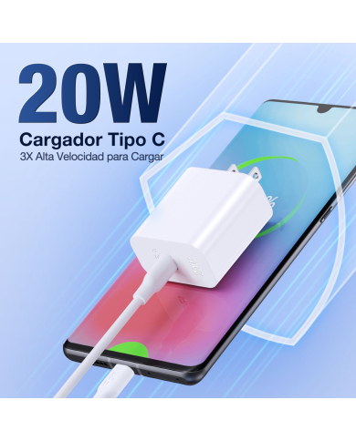1H-COMBO CARGADOR TIPO C A TIPO C PD 20W +CABLE L-1m MOD. GAR153