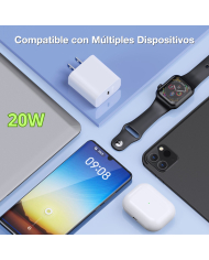 COMBO CARGADOR TIPO C A TIPO C PD 20W +CABLE L-1m MOD. GAR153 1 HORA