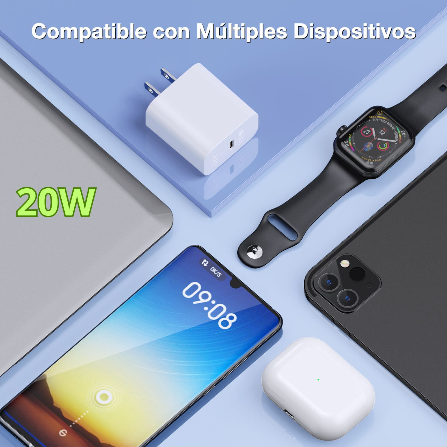 COMBO CARGADOR TIPO C A TIPO C PD 20W +CABLE L-1m MOD. GAR153 1 HORA