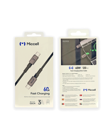 VQ-CABLE USB TIPO C A TIPO C 60W 3A L-1.2m