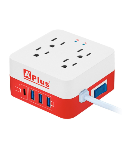 AP-ESTACION DE CARGA 4 PUERTOS 10A 900 JOULES + 3 PUERTOS USB A + PUERTO USB C 2.4A