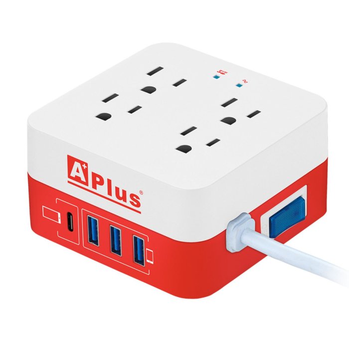 AP-REGLETA 4 PUERTOS 10A 900 JOULES + 3 PUERTOS USB A + PUERTO USB C 2.4A