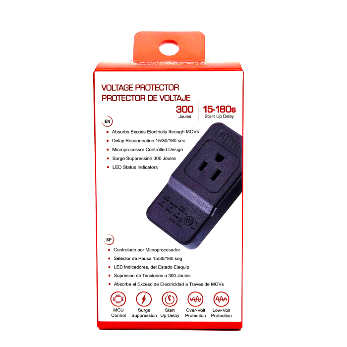 AP-PROTECTOR DE VOLTAJE 15A 110V 300 JOULES NEGRO