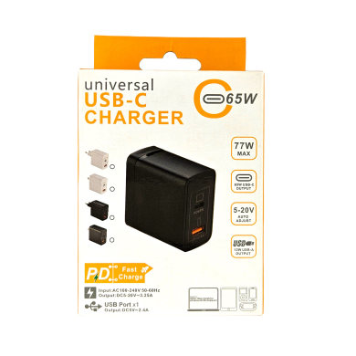 AU-CARGADOR CARGA RAPIDA PD 65W (TIPO C) + USB 5V 2.4A