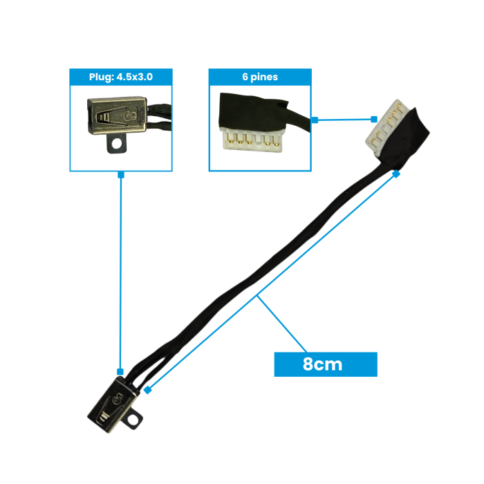 VC-PIN DE CARGA PARA DELL 3501 P90F L-8.2 cm PLUG 4.5x3.0 P/N DC301015T00
