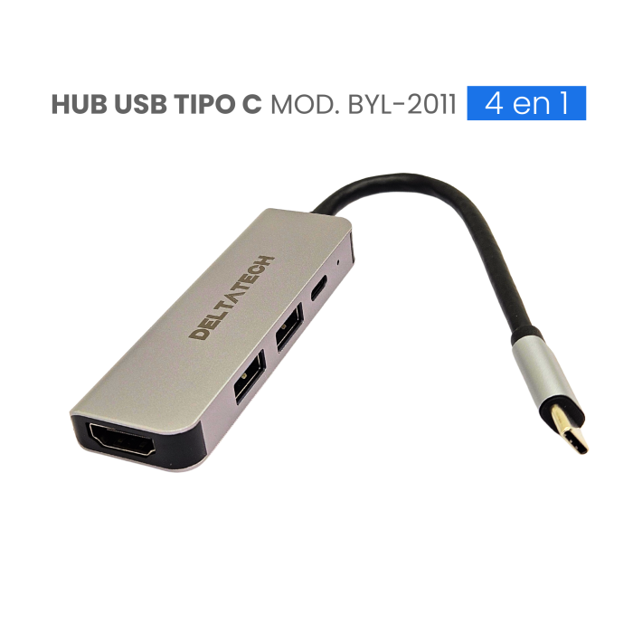 VC-HUB USB TIPO C MOD. BYL-2011 4 PUERTOS (HDMI+USB3.0*1+USB2.0*1+USB TIPO C*1)