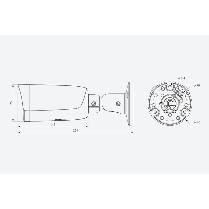 CAMARA IPC SMD TIPO BALA 5MP LENTE MOTORIZADO 2.7-13.5mm IR 80m MIC POE IP67 TIANDY