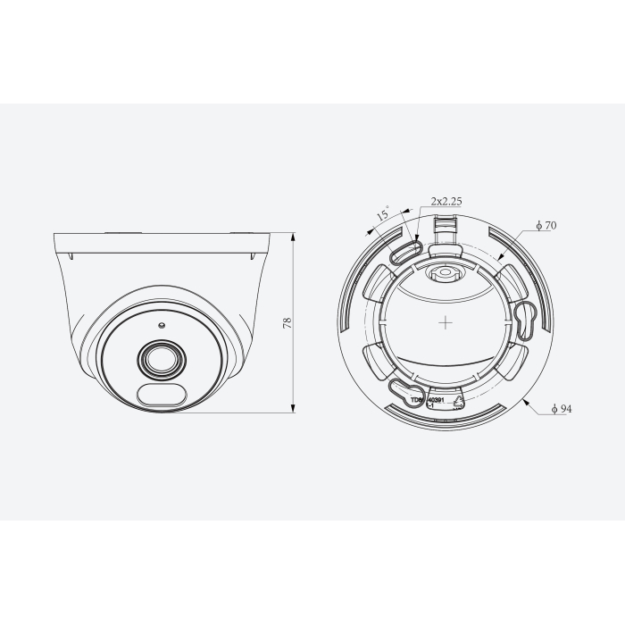 CAMARA IP AK2 TIPO DOMO 2MP 2.8mm COLOR IR 30m FHD MIC POE TIANDY