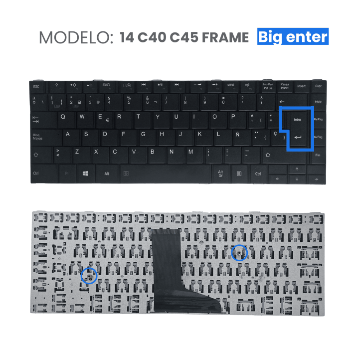 TECLADO PARA TOSHIBA 14 C40 C45 FRAME BIG ENTER