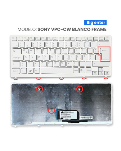 TECLADO PARA SONY VPC-CW VPCCW CW MP-09F53US-886 148756111 550102A22-515-G BLANCO FRAME BIG ENTER