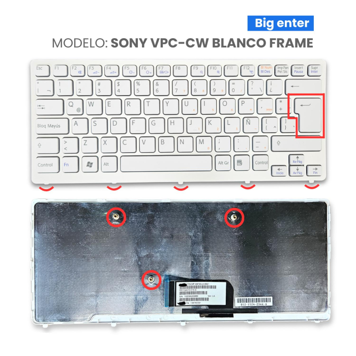 TECLADO PARA SONY VPC-CW VPCCW CW MP-09F53US-886 148756111 550102A22-515-G BLANCO FRAME BIG ENTER